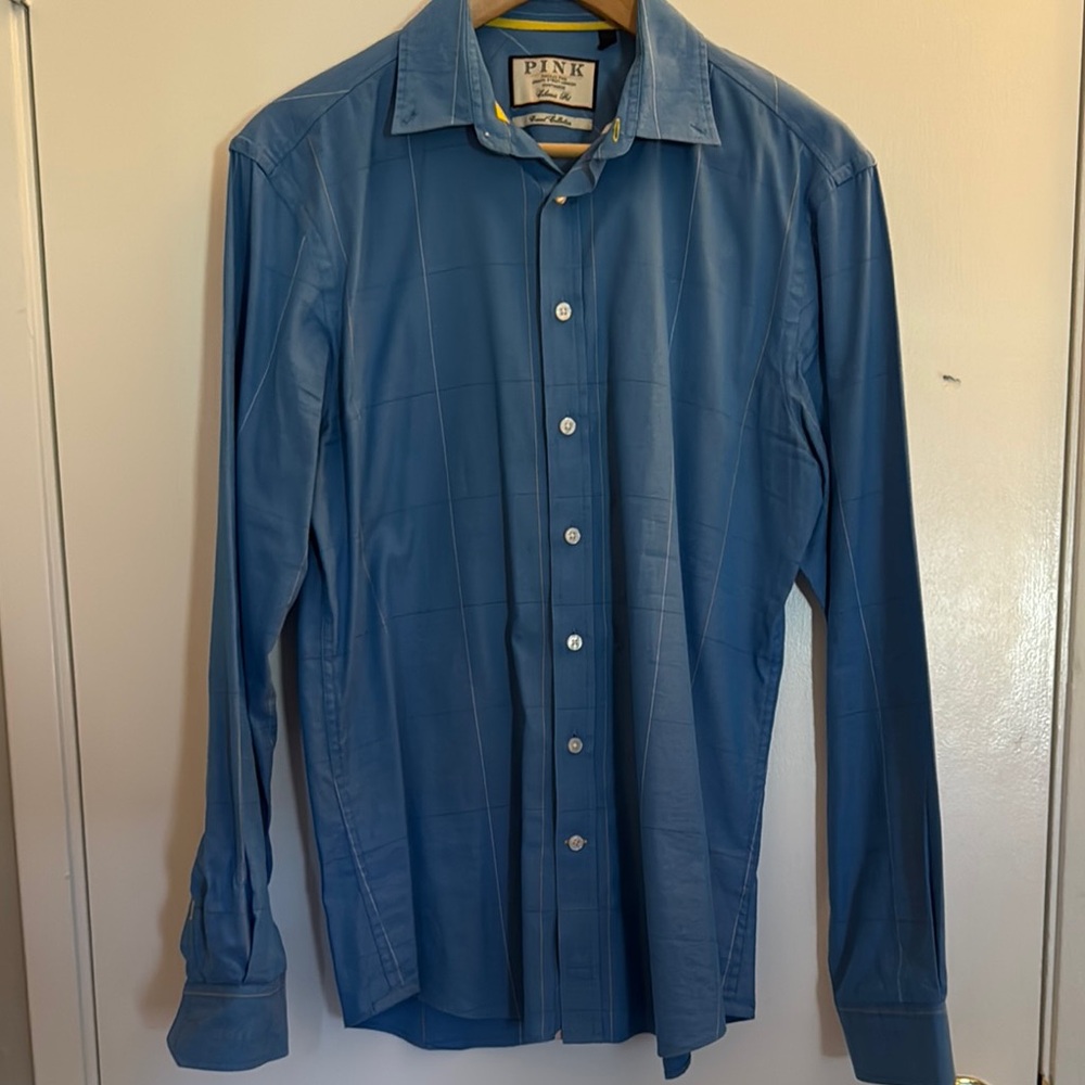 PINK Victoria's Secret Blue Tailored Dress Shirt